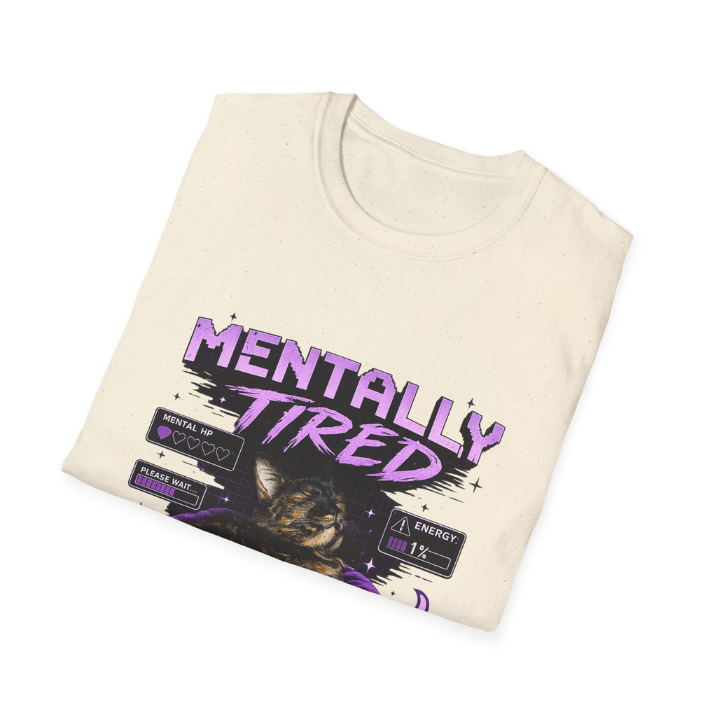 Mentally Tired Tortie Cat retro vaporwave T-Shirt | Vaporwave Cat Tee