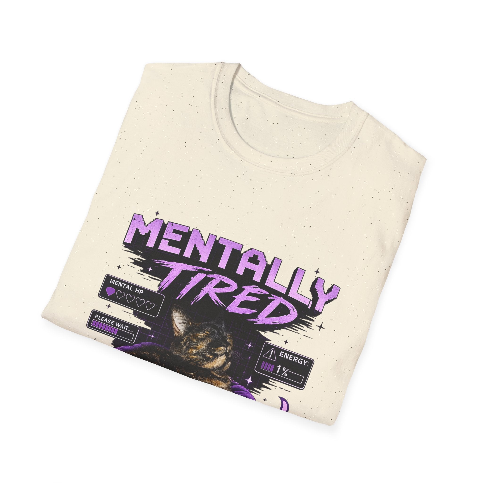 Mentally Tired Tortie Cat retro vaporwave T-Shirt | Vaporwave Cat Tee