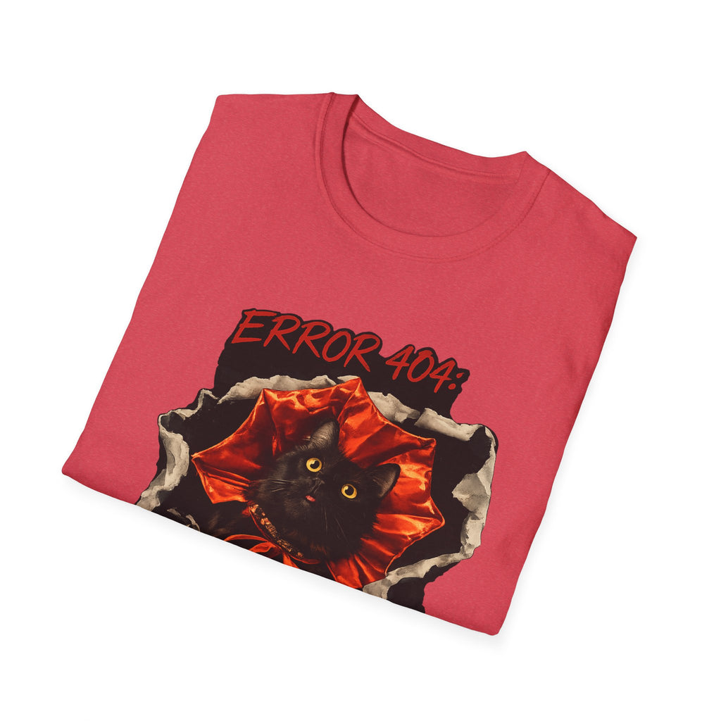 Error 404 Black Cat in Red Flower T-Shirt | Social Battery Not Found