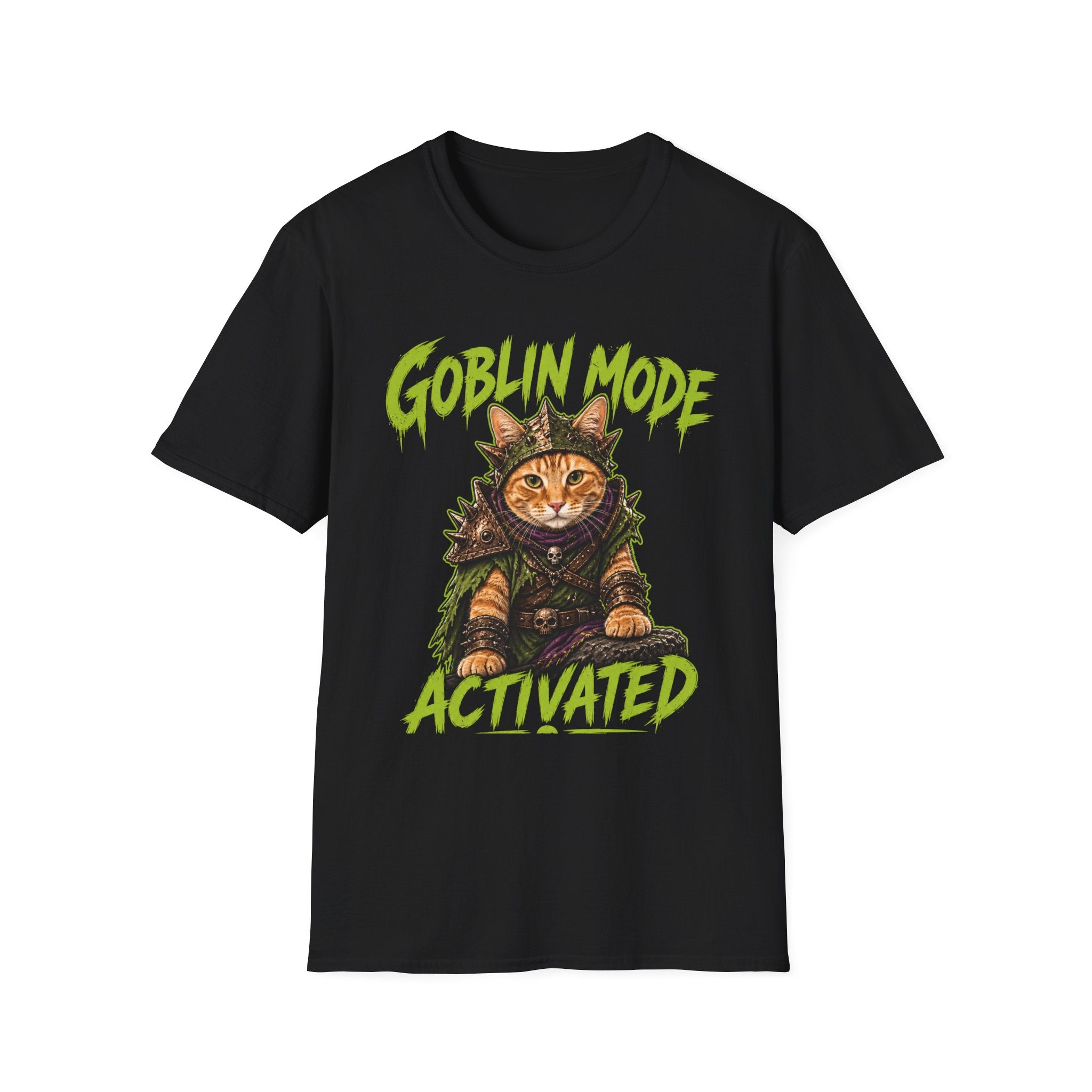 Goblin Mode Activated Cat T-Shirt | Fantasy Cat Illustration, Halloween Vibe