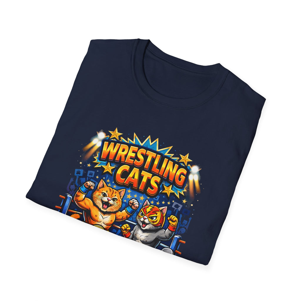 Wrestling Cats T-Shirt | Retro Cat Wrestlers Graphic Tee