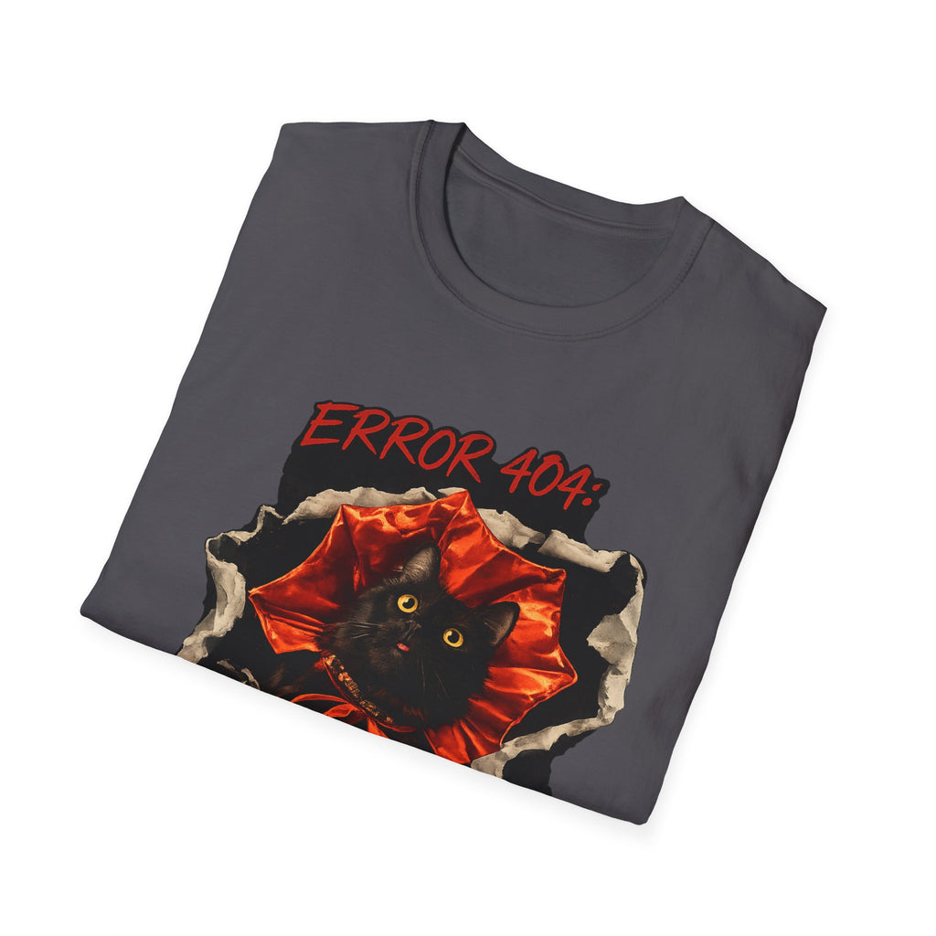 Error 404 Black Cat in Red Flower T-Shirt | Social Battery Not Found