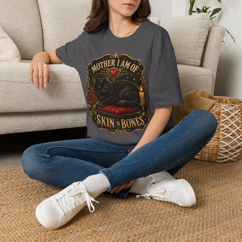 Mother I Am Of... Cat Skull Gothic T-Shirt | Black Cat, Rose, Candle