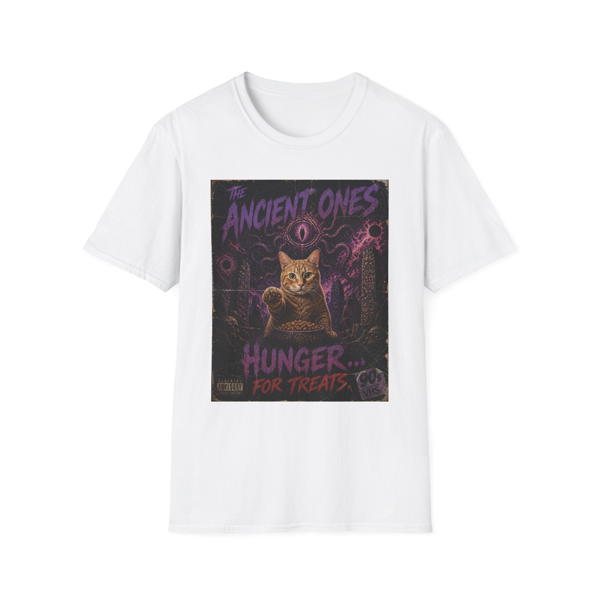 Ancient Ones Cat Horror Poster T-Shirt | Cthulhu Cat Hunger for Treats