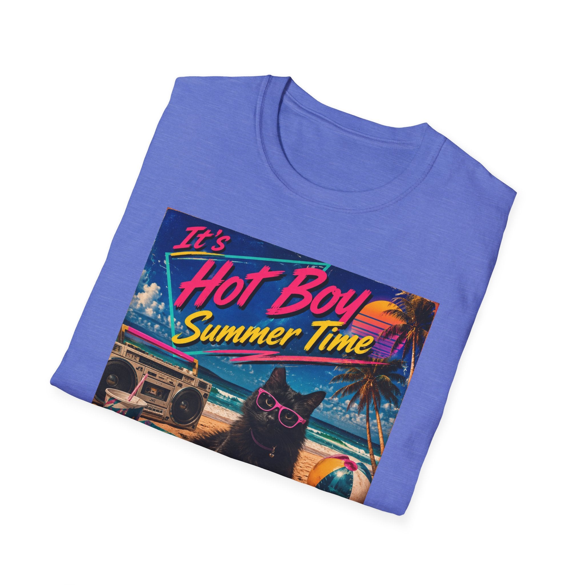 Hot Boy Summer Time cat graphic T-Shirt | retro beach vaporwave