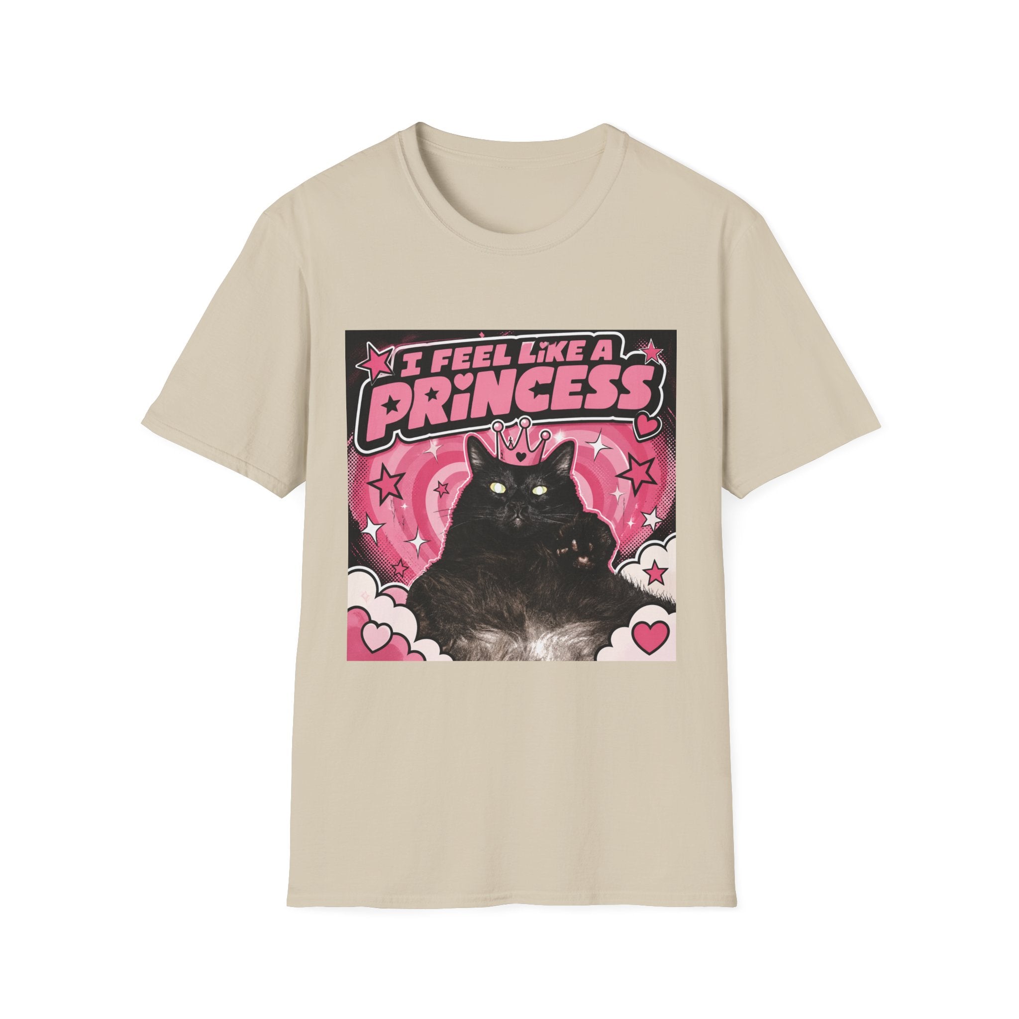 I Feel Like a Princess cat T-Shirt | Black Cat, Pink Retro Design