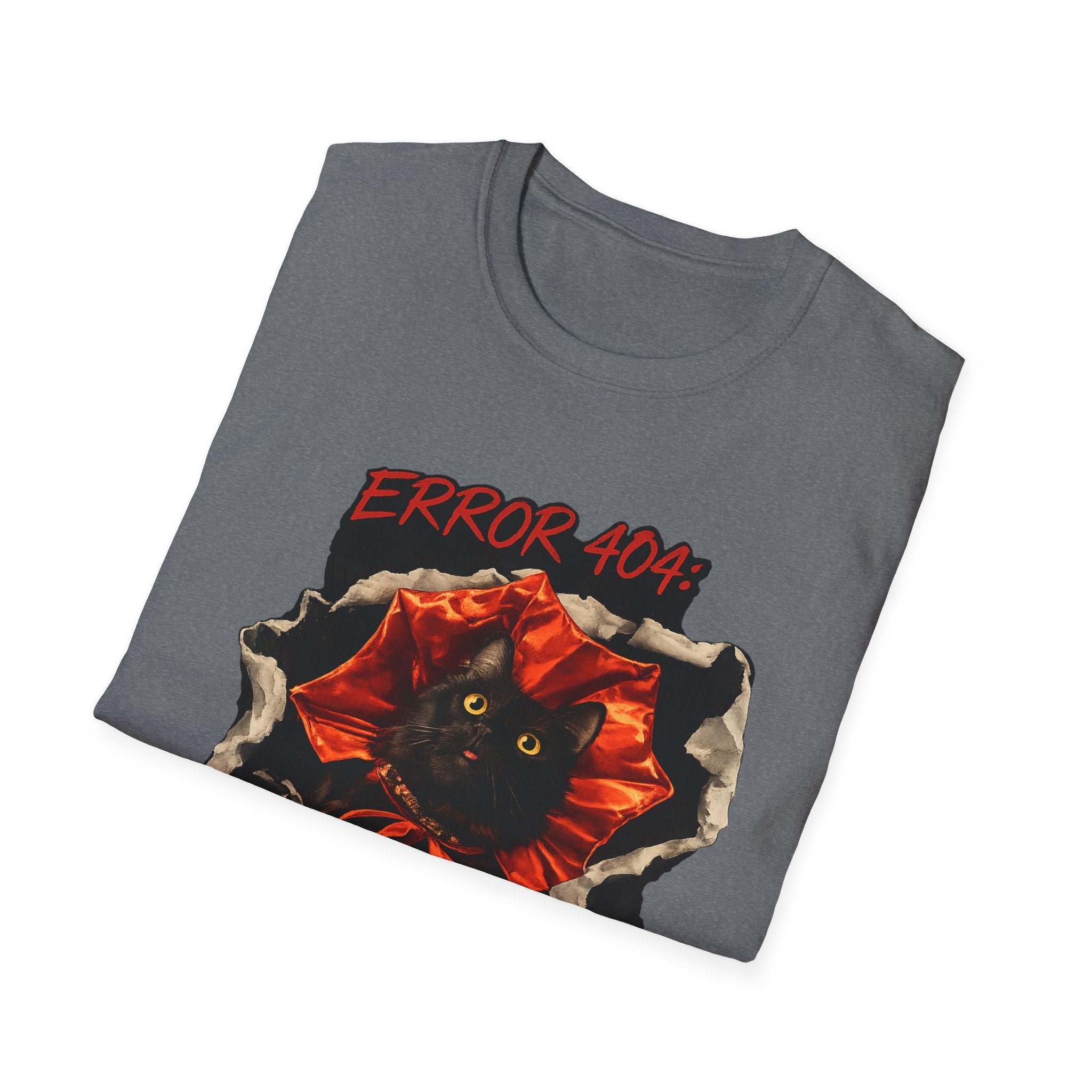 Error 404 Black Cat in Red Flower T-Shirt | Social Battery Not Found