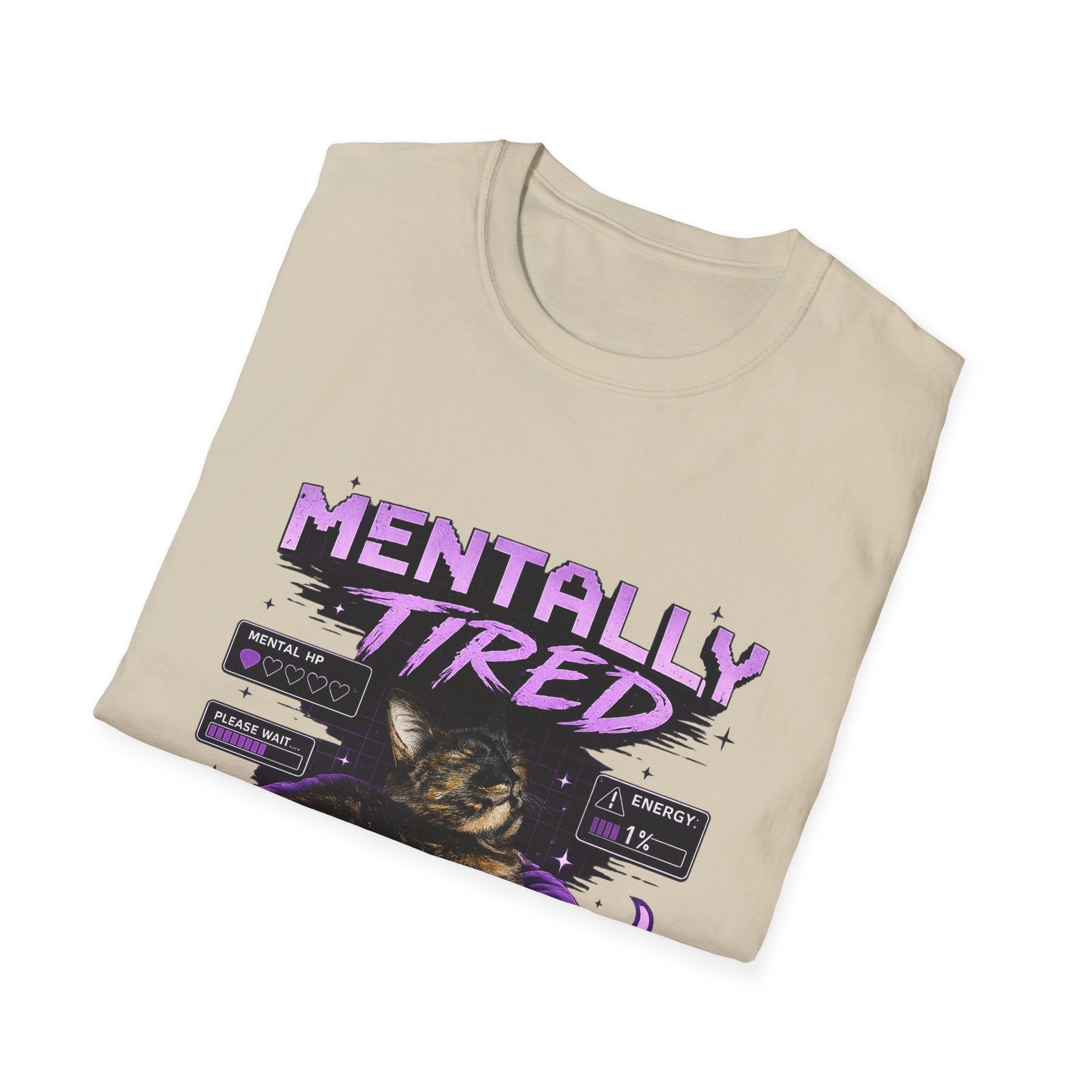 Mentally Tired Tortie Cat retro vaporwave T-Shirt | Vaporwave Cat Tee