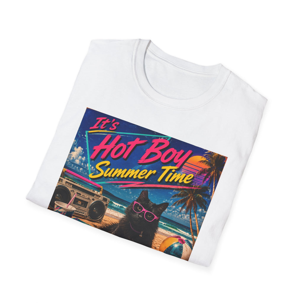 Hot Boy Summer Time cat graphic T-Shirt | retro beach vaporwave