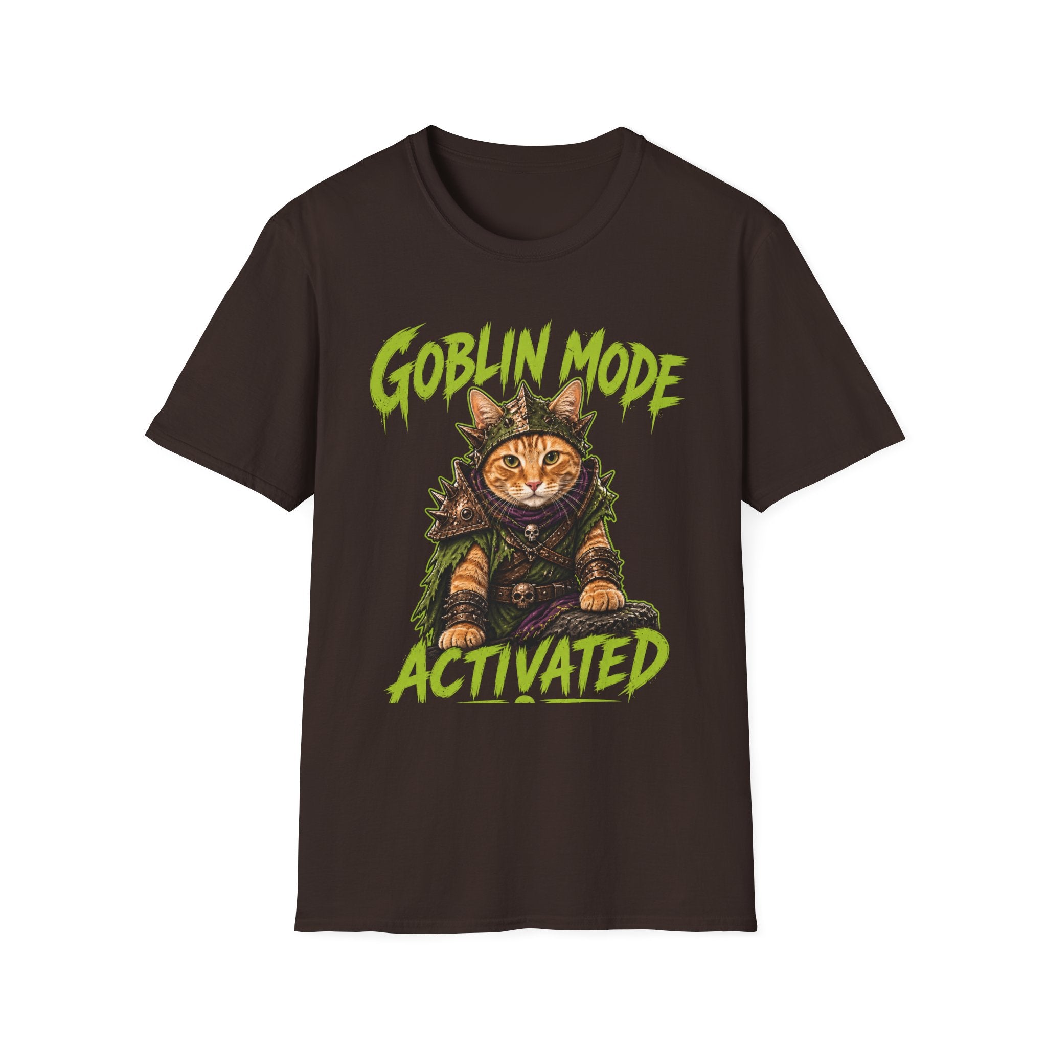 Goblin Mode Activated Cat T-Shirt | Fantasy Cat Illustration, Halloween Vibe