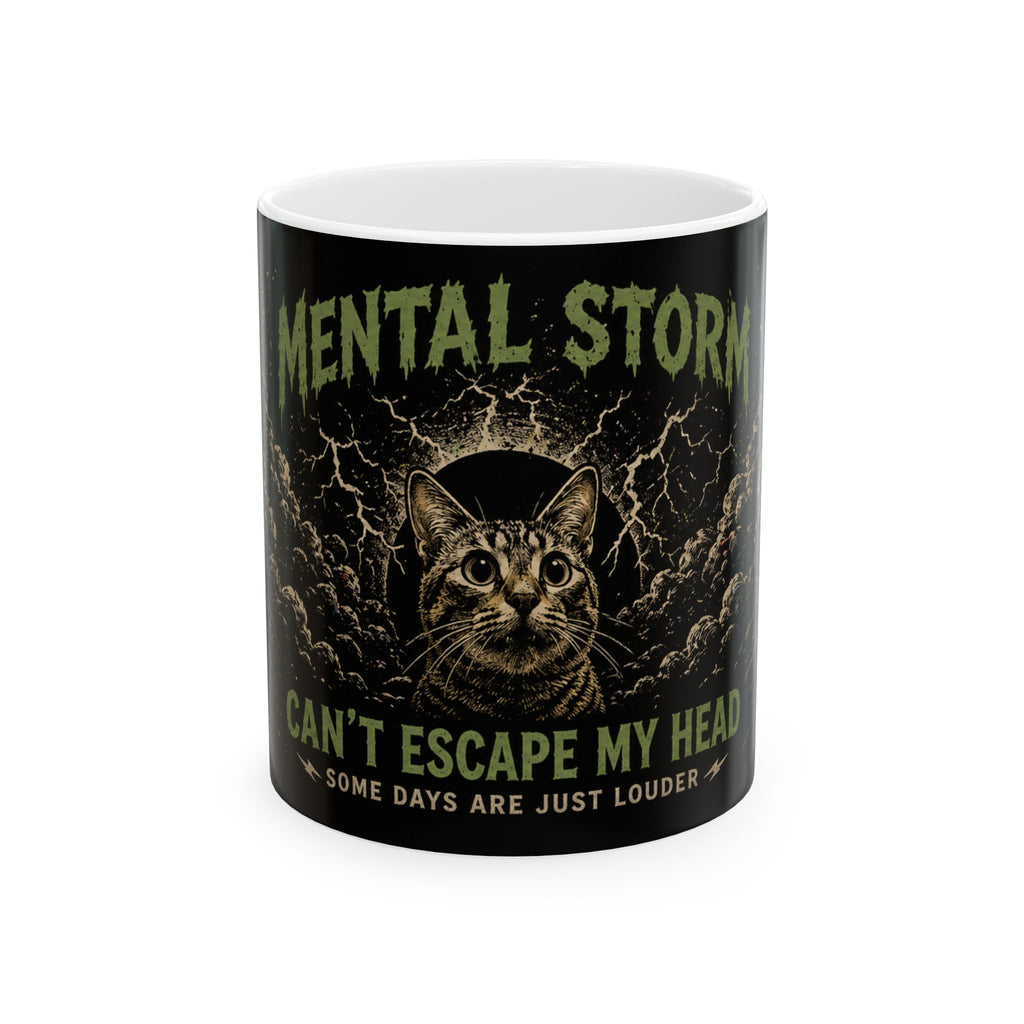 Mental Storm Cat Can't Escape My Head Mug | 11oz 15oz Ceramic