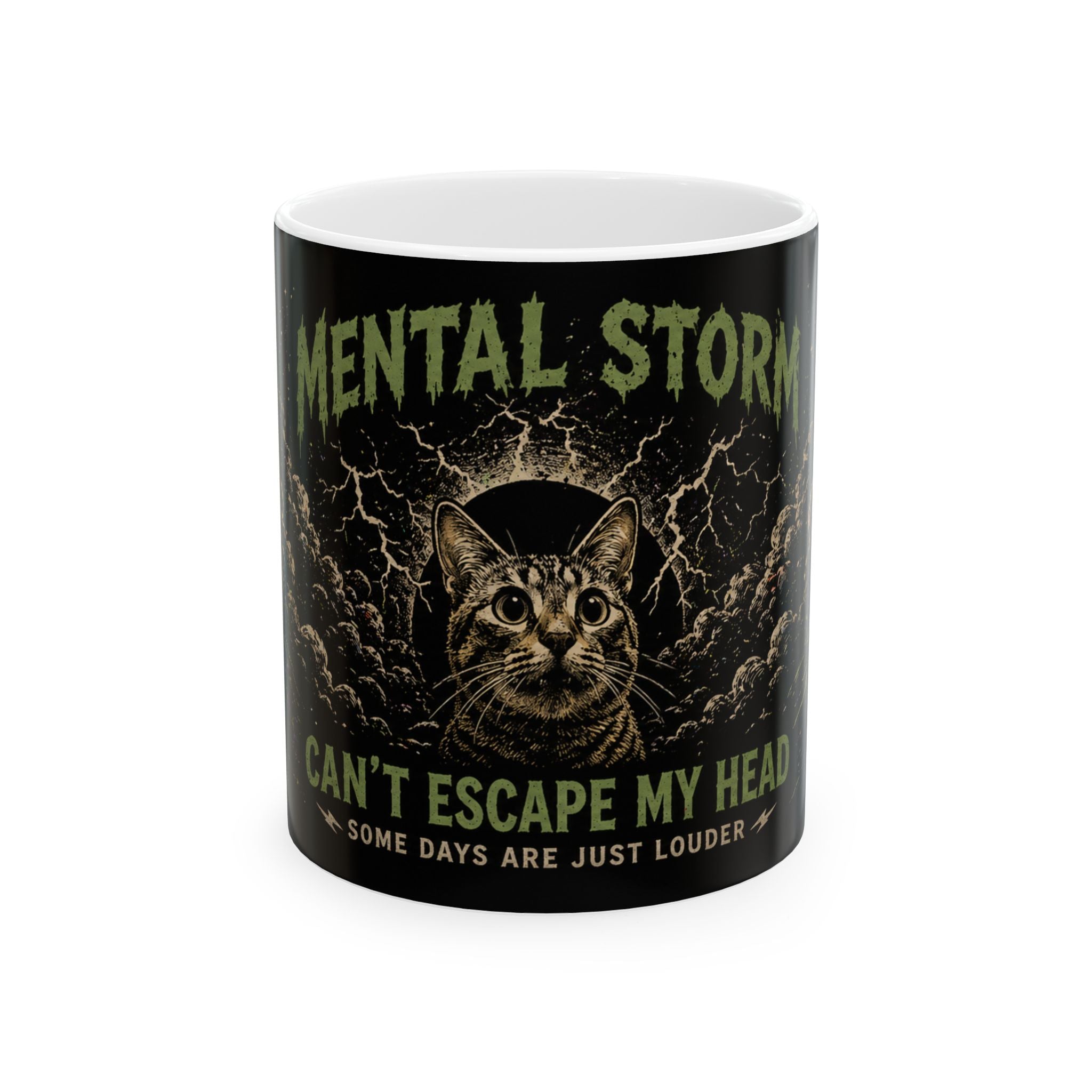 Mental Storm Cat Can't Escape My Head Mug | 11oz 15oz Ceramic