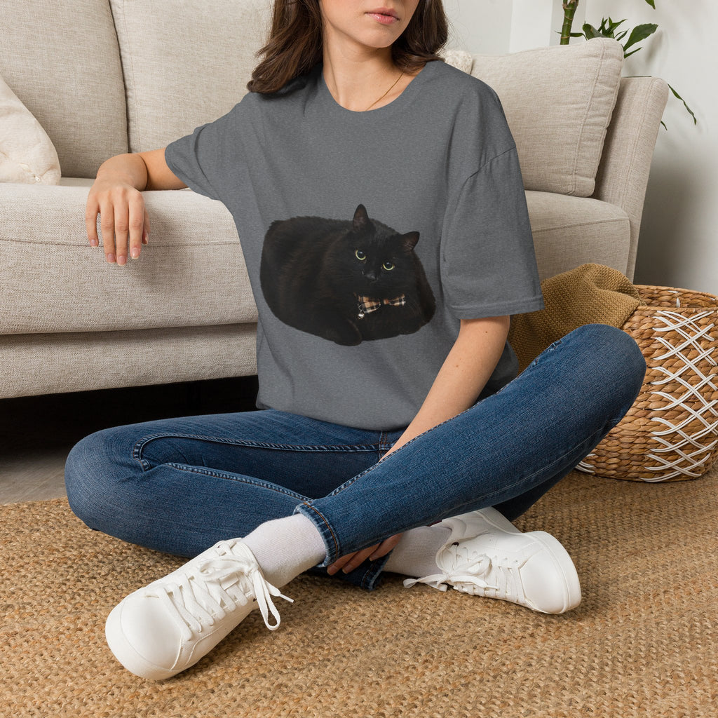Peeking Black Cat T-Shirt | Minimal Cat Illustration