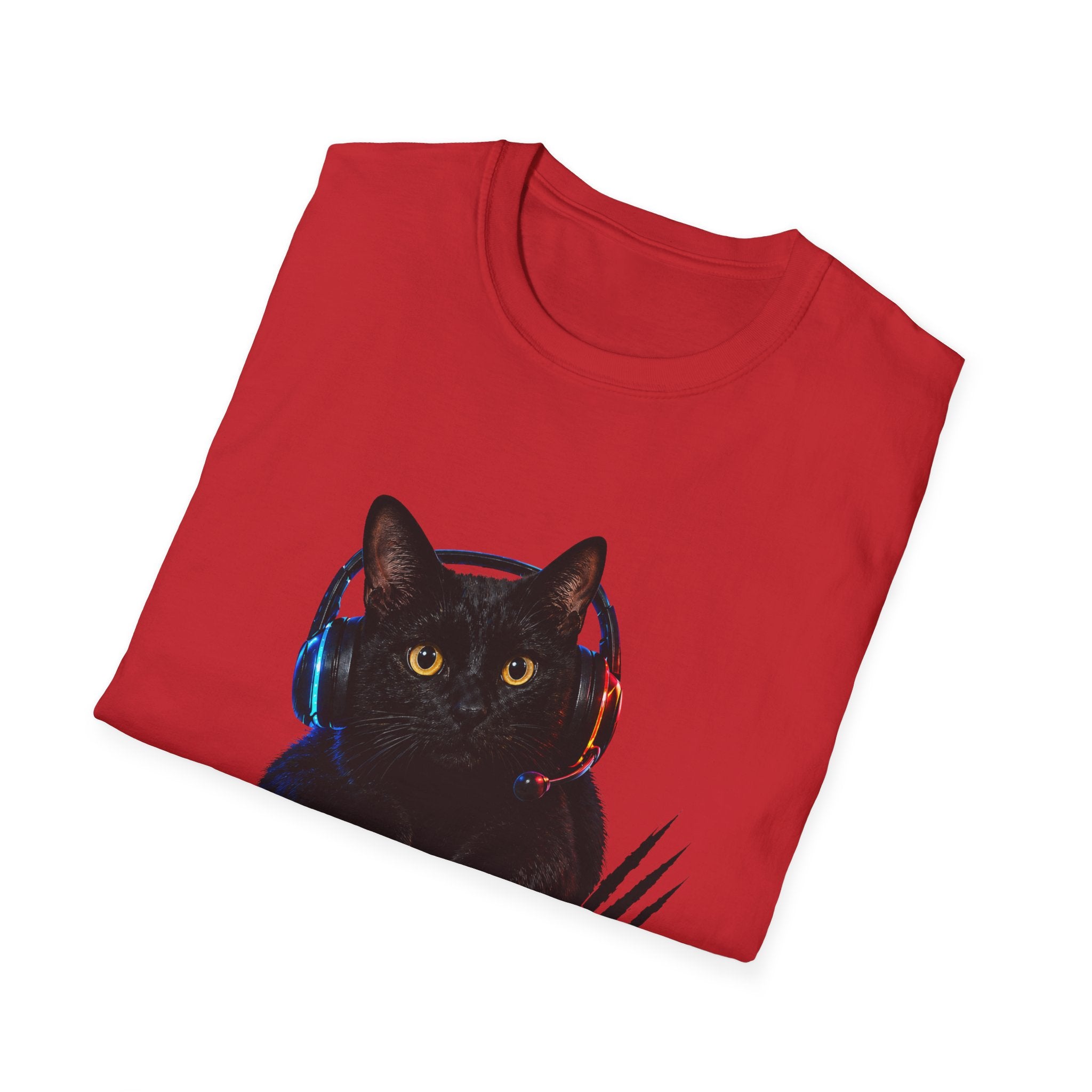Black Cat with Headphones I Saw That T-Shirt | Funny Cat Tee