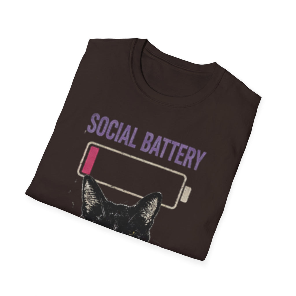 Social Battery Drained Cat T-Shirt | Low Battery Cat Shirt
