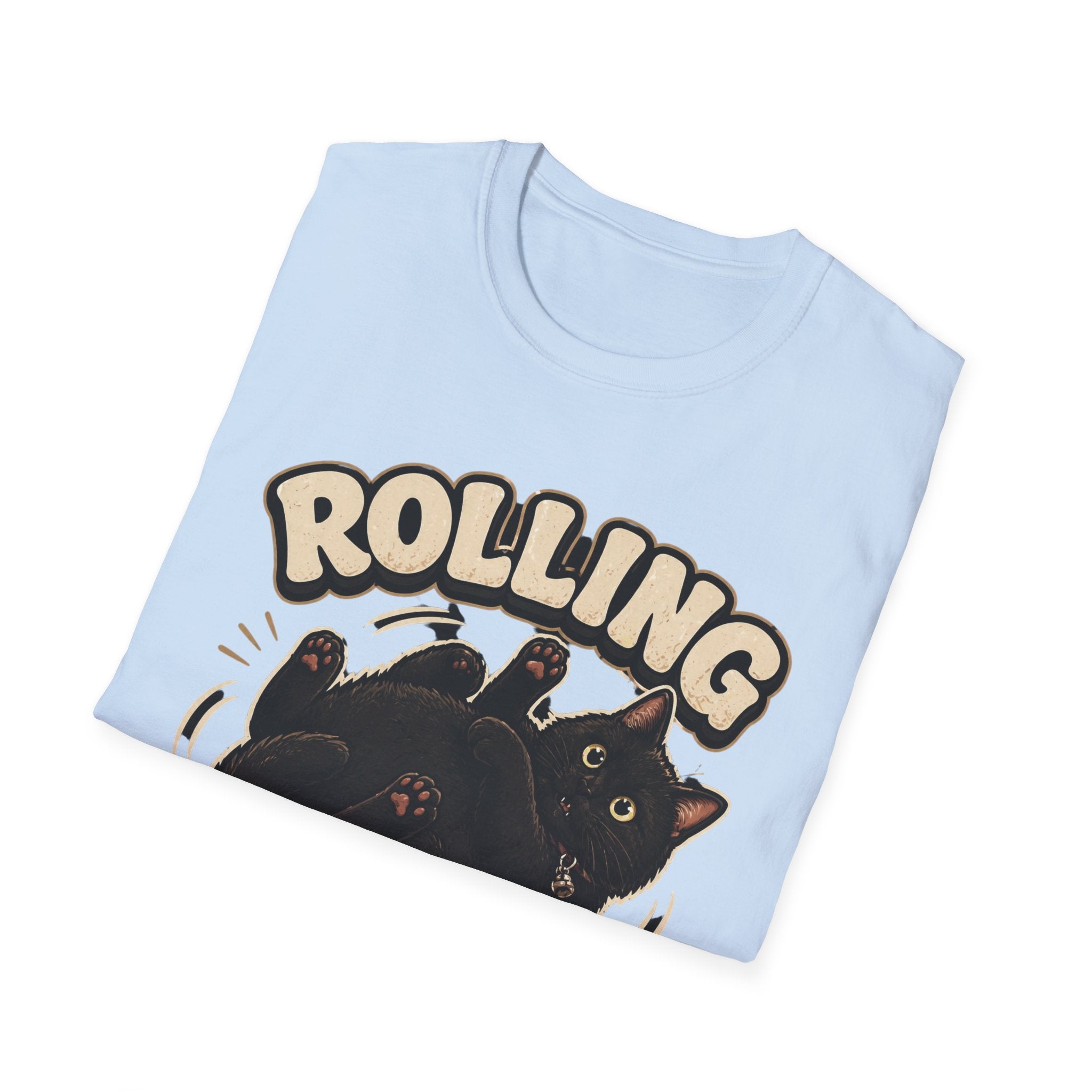 Rolling Fatties cat tee | Cute chubby black cat illustration T-Shirt
