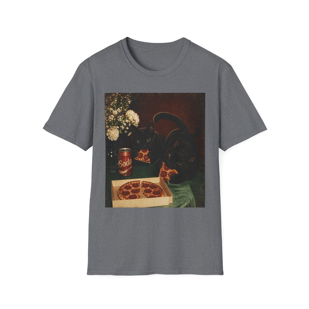 Black Cat Still Life T-Shirt | Vintage Floral, Candlelit Table