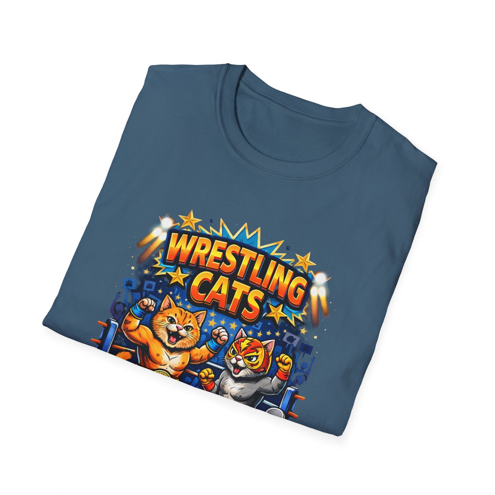 Wrestling Cats T-Shirt | Retro Cat Wrestlers Graphic Tee