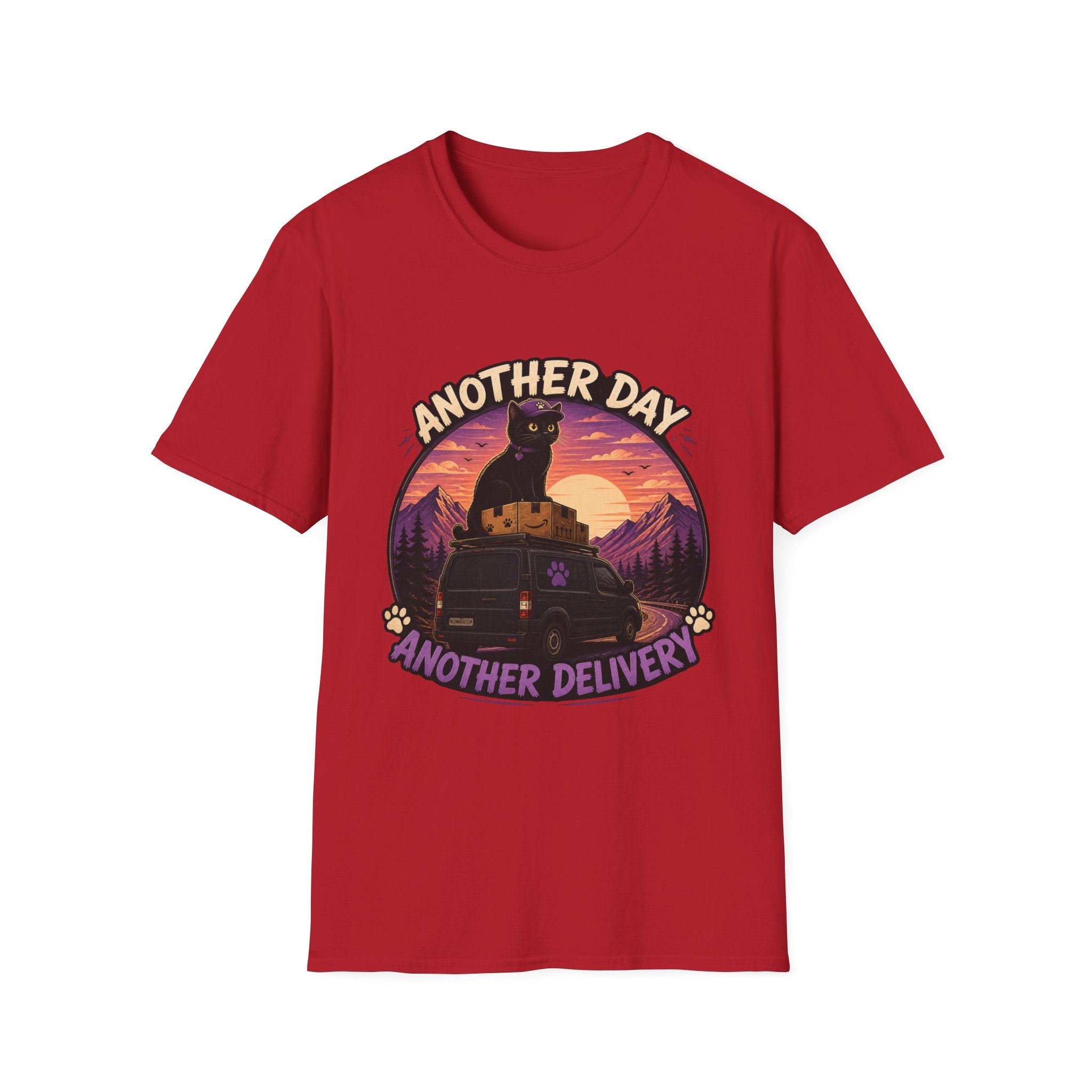 Another Day Another Delivery cat sunset T-Shirt | Delivery Cat Graphic Tee
