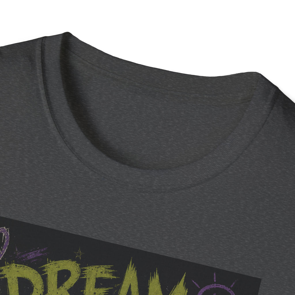 Dream of Pickles cat illustration T-Shirt | whimsical night scene, purple text