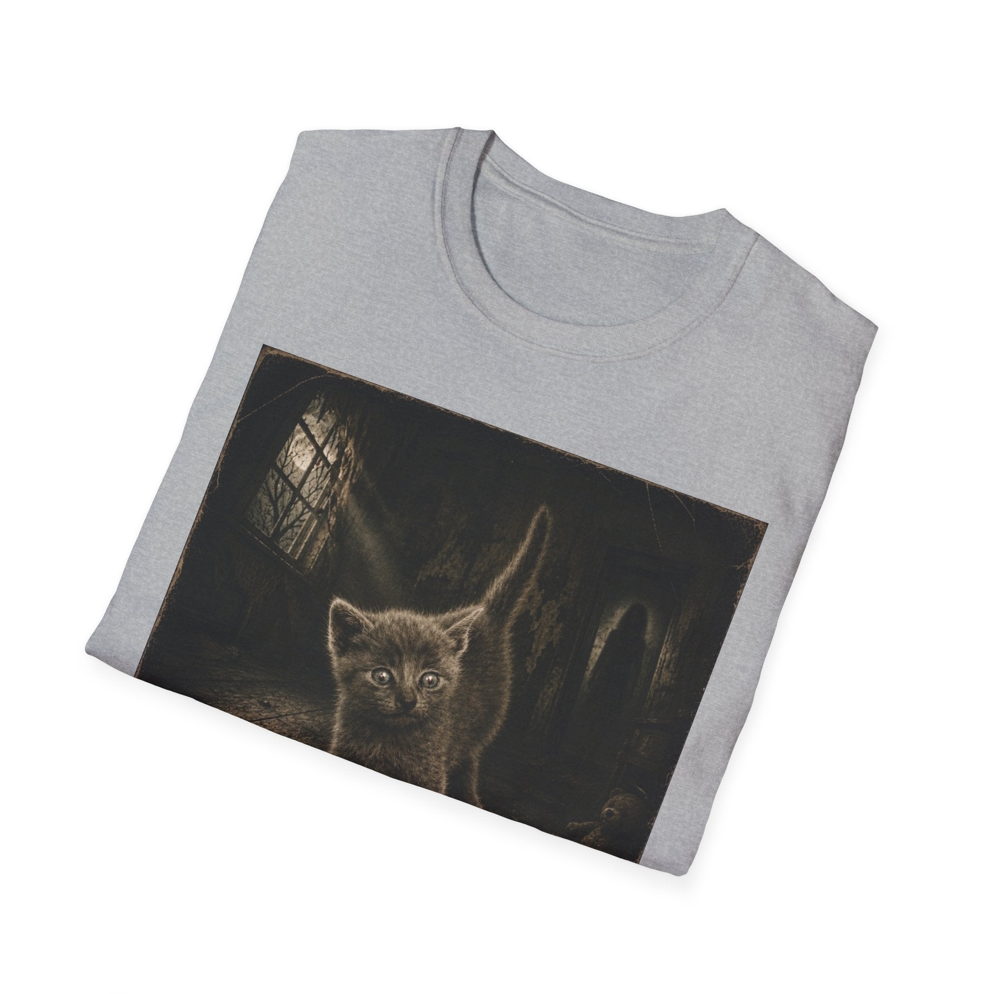 Gray Spooky Cat T-Shirt | Halloween Cat Shirt
