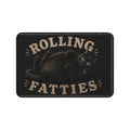 Rolling Fatties black cat illustration Desk Mat | cute chubby cat mousepad