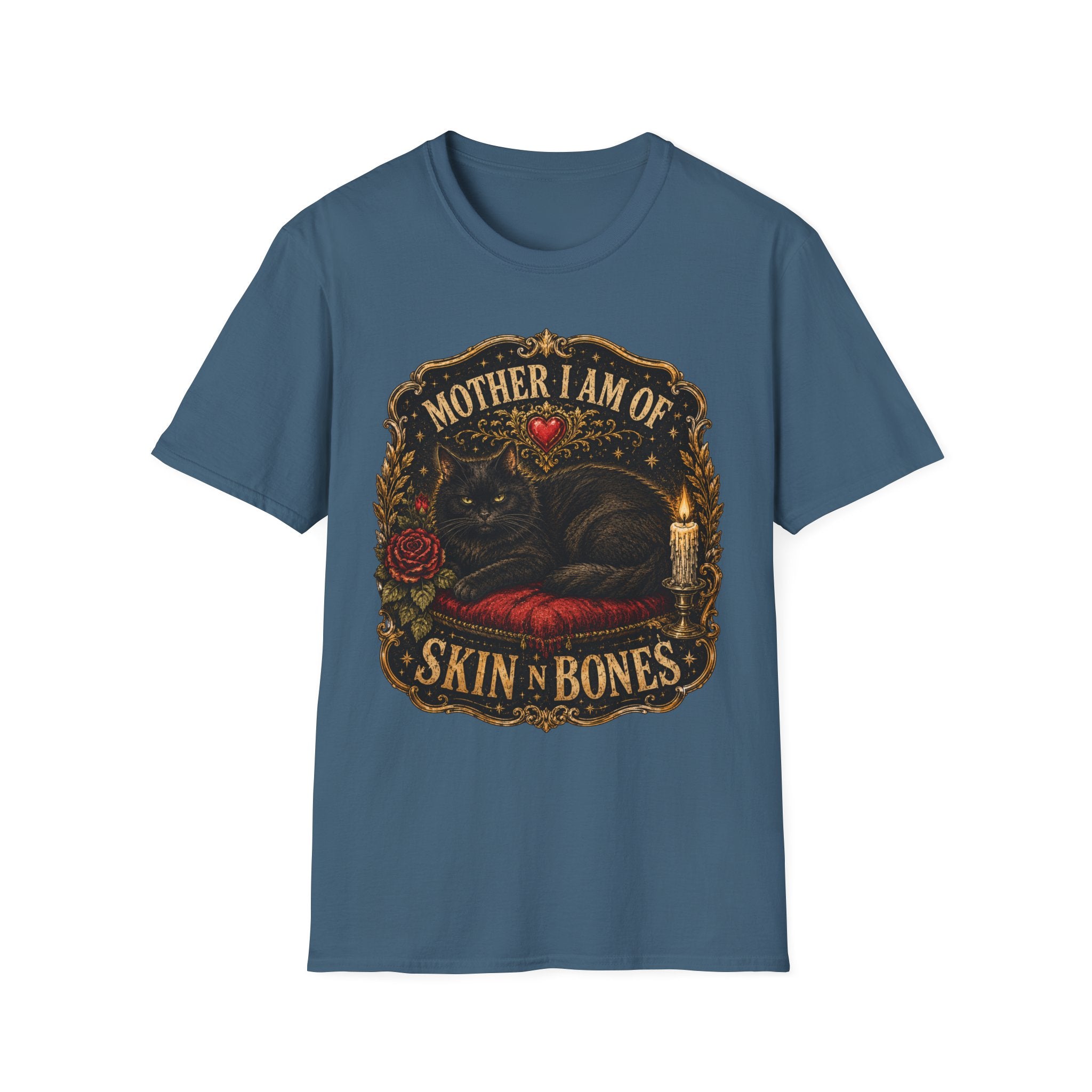 Mother I Am Of... Cat Skull Gothic T-Shirt | Black Cat, Rose, Candle