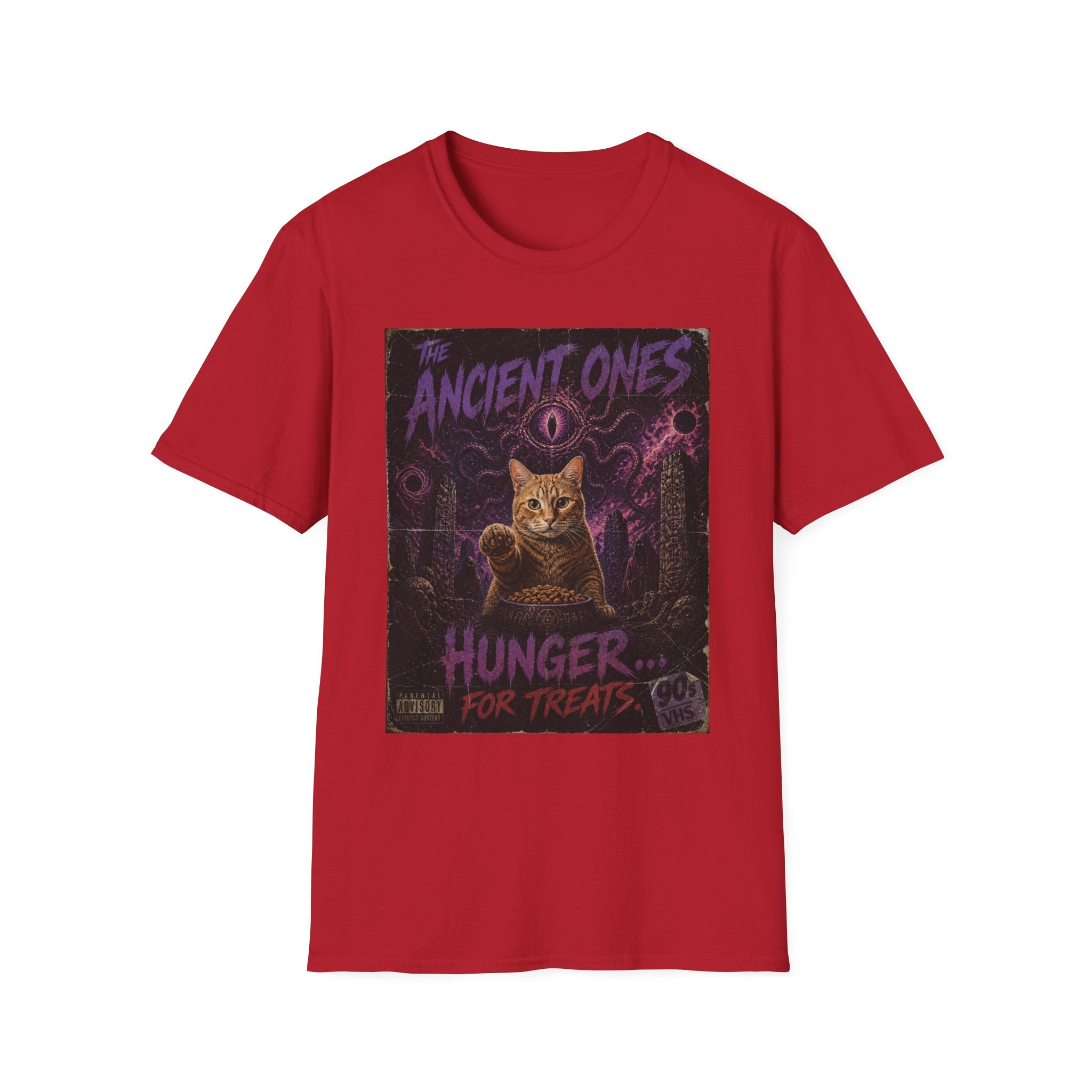 Ancient Ones Cat Horror Poster T-Shirt | Cthulhu Cat Hunger for Treats