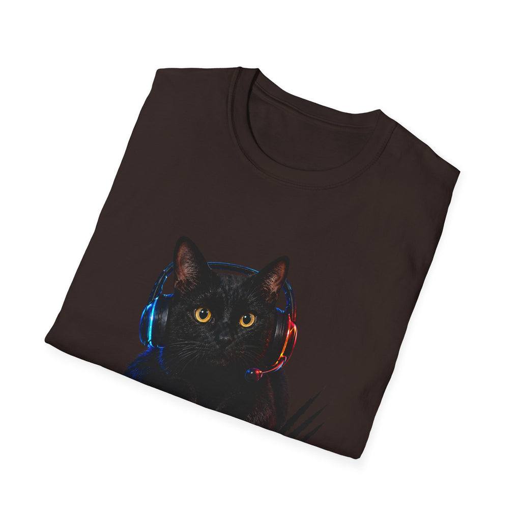 Black Cat with Headphones I Saw That T-Shirt | Funny Cat Tee