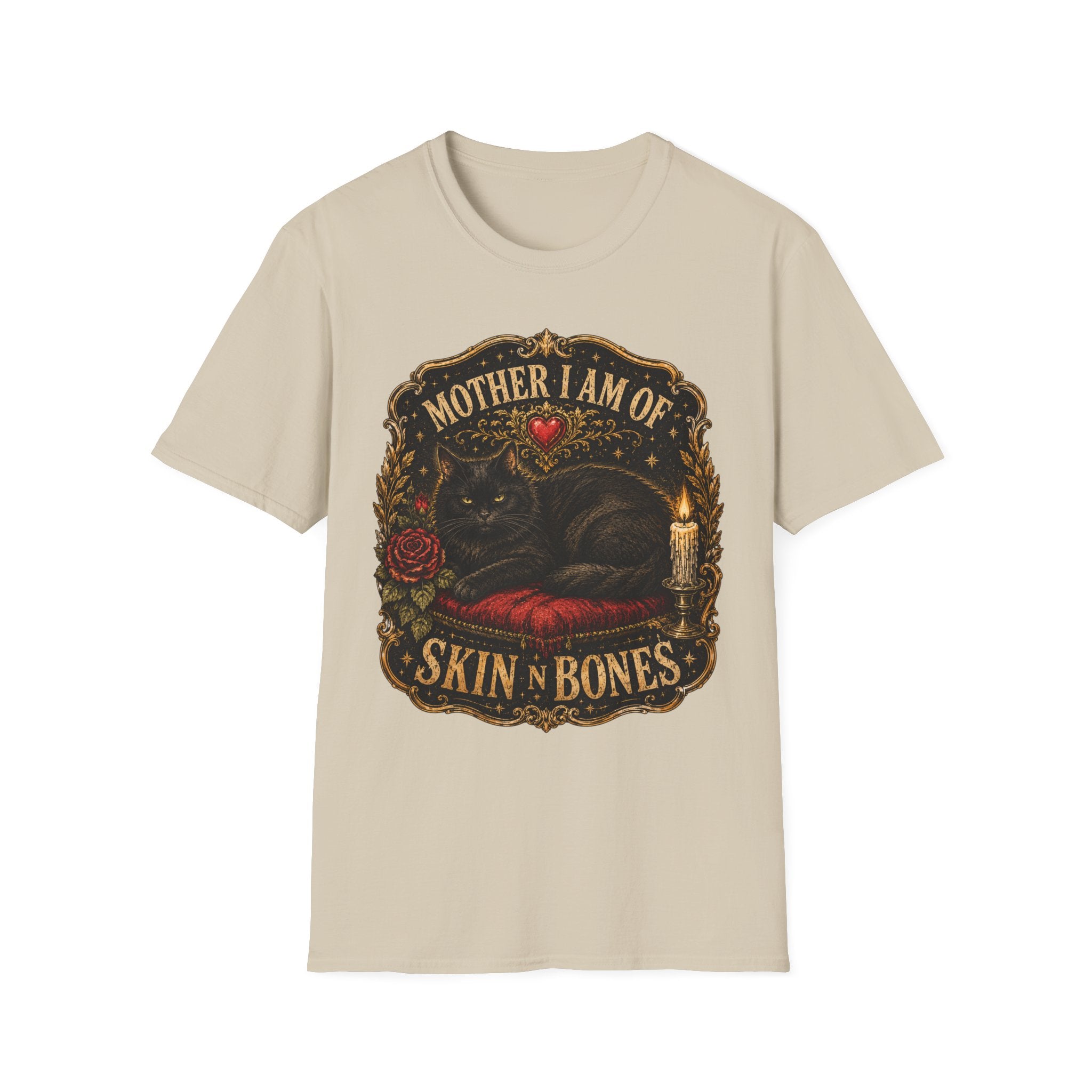 Mother I Am Of... Cat Skull Gothic T-Shirt | Black Cat, Rose, Candle