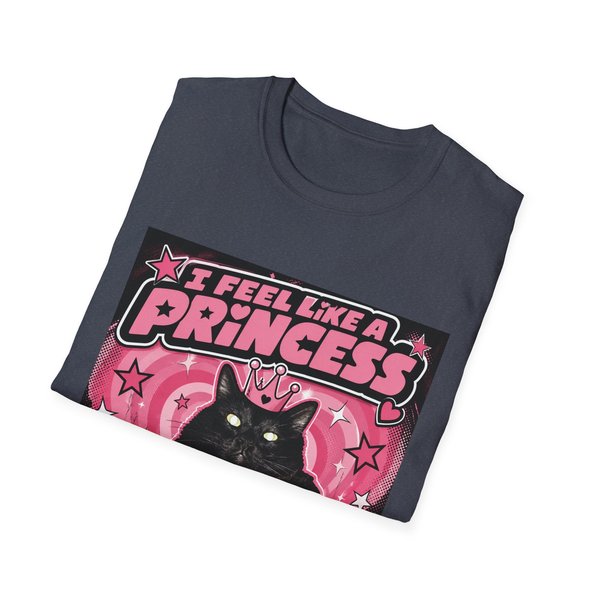 I Feel Like a Princess cat T-Shirt | Black Cat, Pink Retro Design