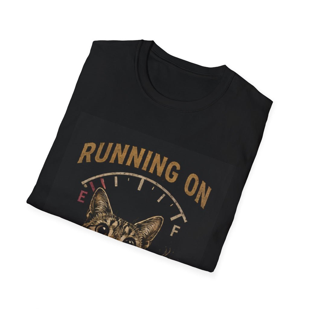 Running On Anxiety & Caffeine cat T-Shirt | Funny Coffee Pet Graphic Tee