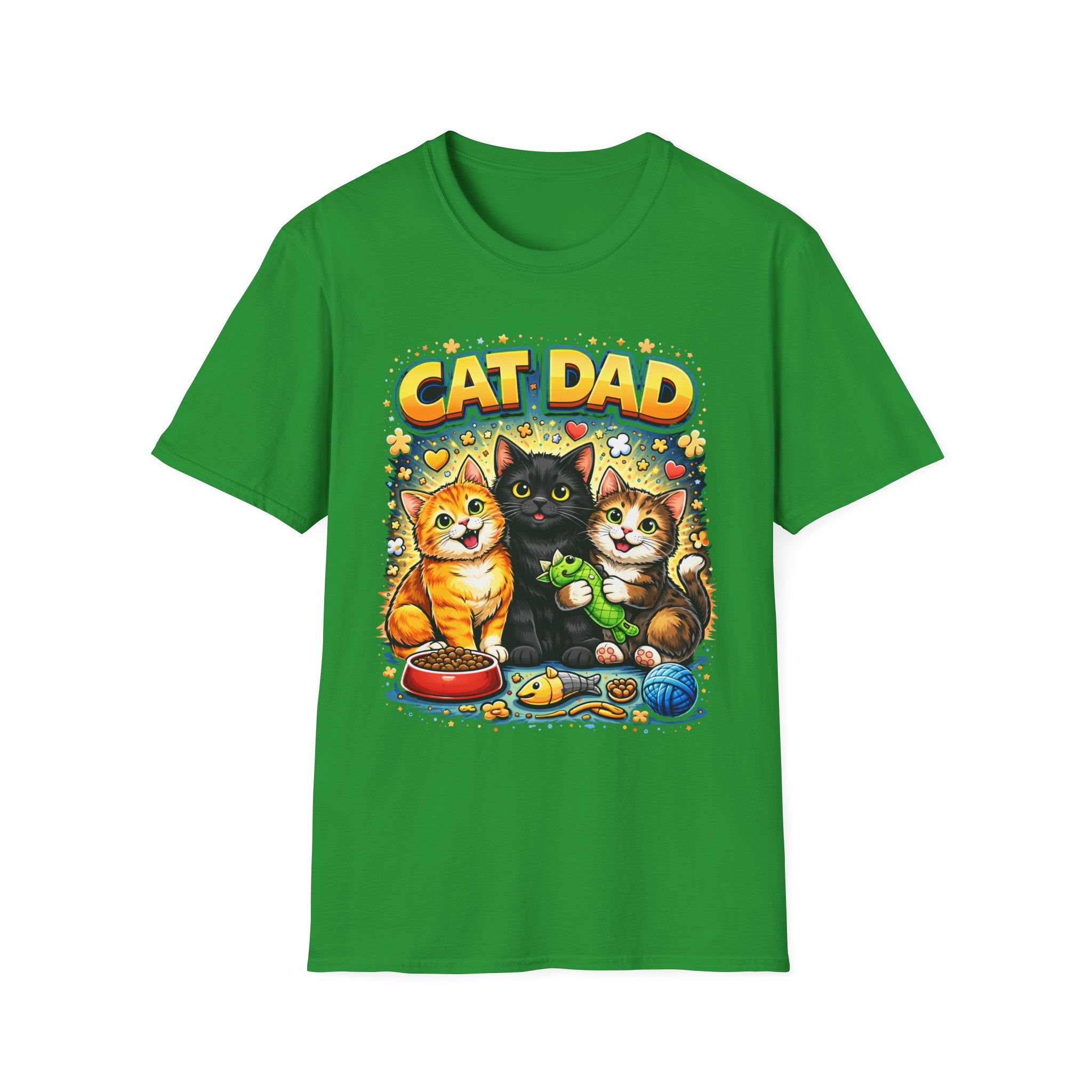 Cat Dad graphic T-Shirt | Cute kittens, colorful illustration, pet lover tee