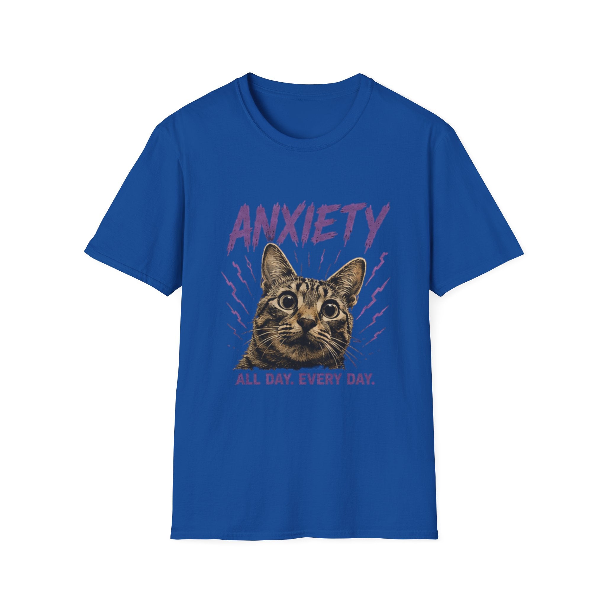 Anxiety Cat All Day Every Day T-Shirt | Cat Face Graphic Tee