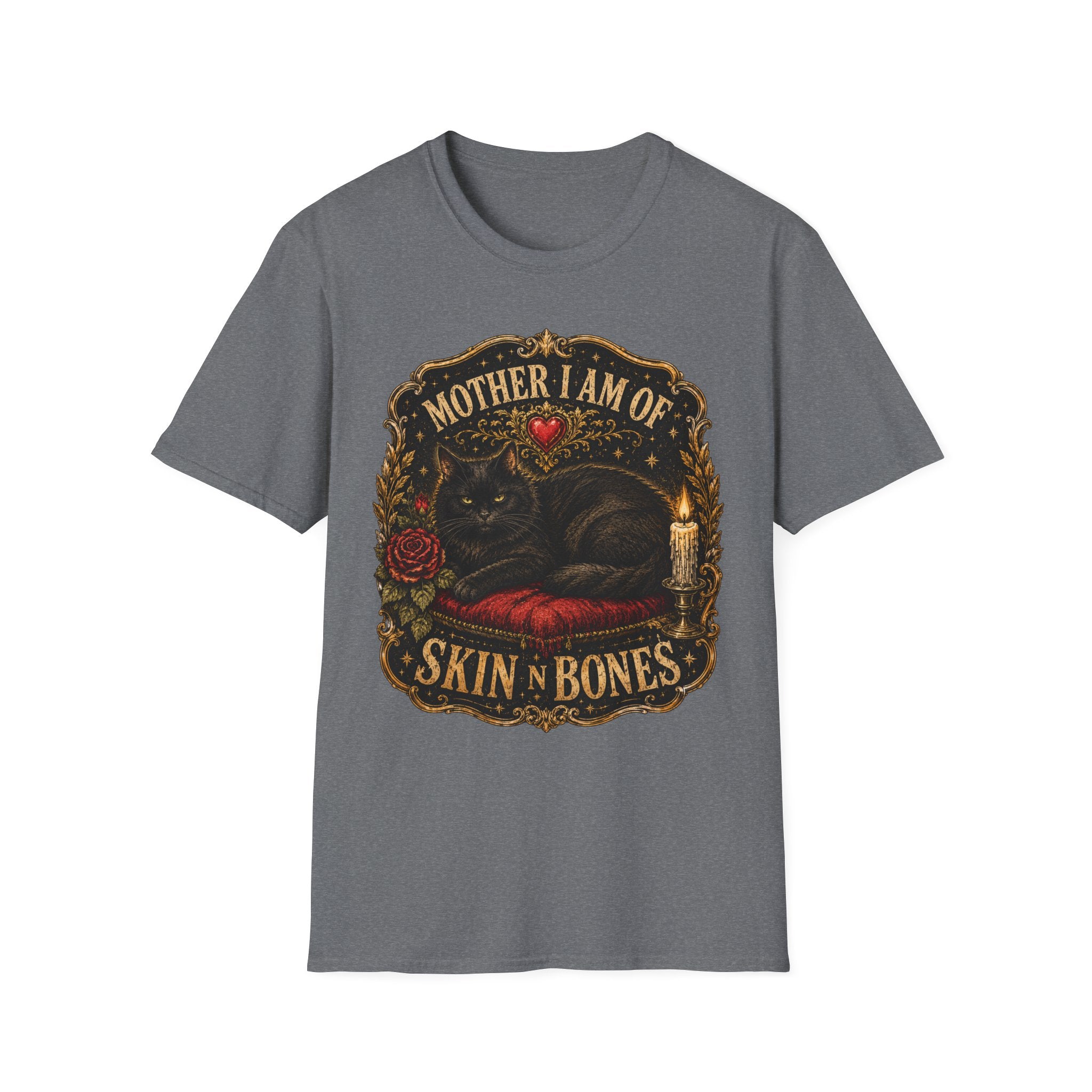 Mother I Am Of... Cat Skull Gothic T-Shirt | Black Cat, Rose, Candle